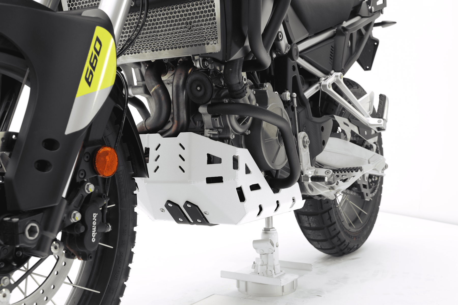Isotta Engine Guard Bash Plate | White | Aprilia Tuareg 660 / 660 Rally -   Pyramid Motorcycle Accessories