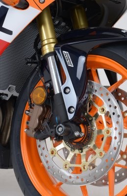 R&G Fork Protectors | Black | Honda CBR600RR ('07 onwards). Helping to protect the fork bottom, brake discs and calipers in the event of a crash or drop. Easy to install and can save a fortune -   Pyramid Motorcycle Accessories