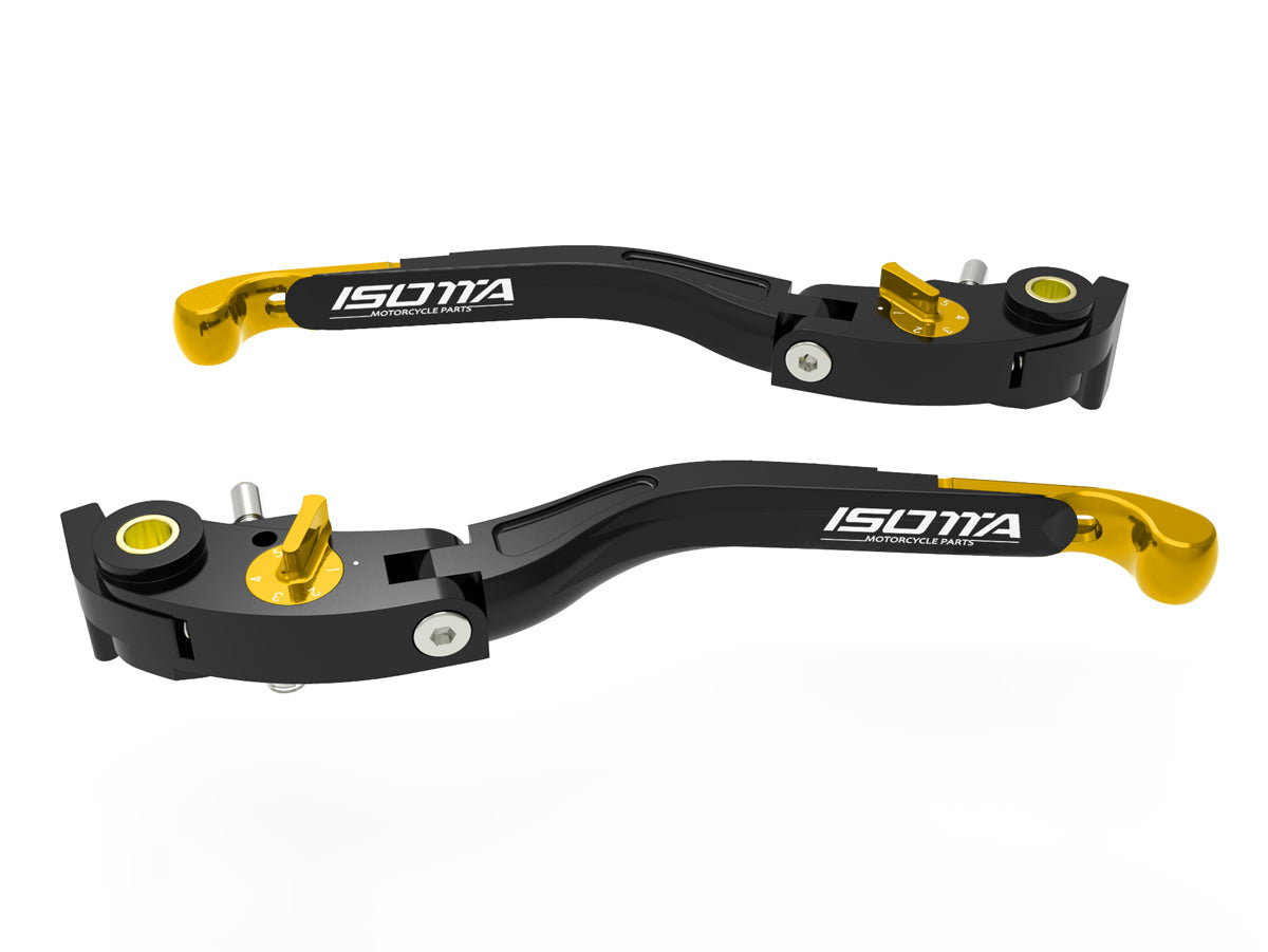 Isotta Eco GP Adjustable Levers Brake & Clutch | Gold | Moto Guzzi V100 Mandello S / Stelvio 2023>2024 -   Pyramid Motorcycle Accessories