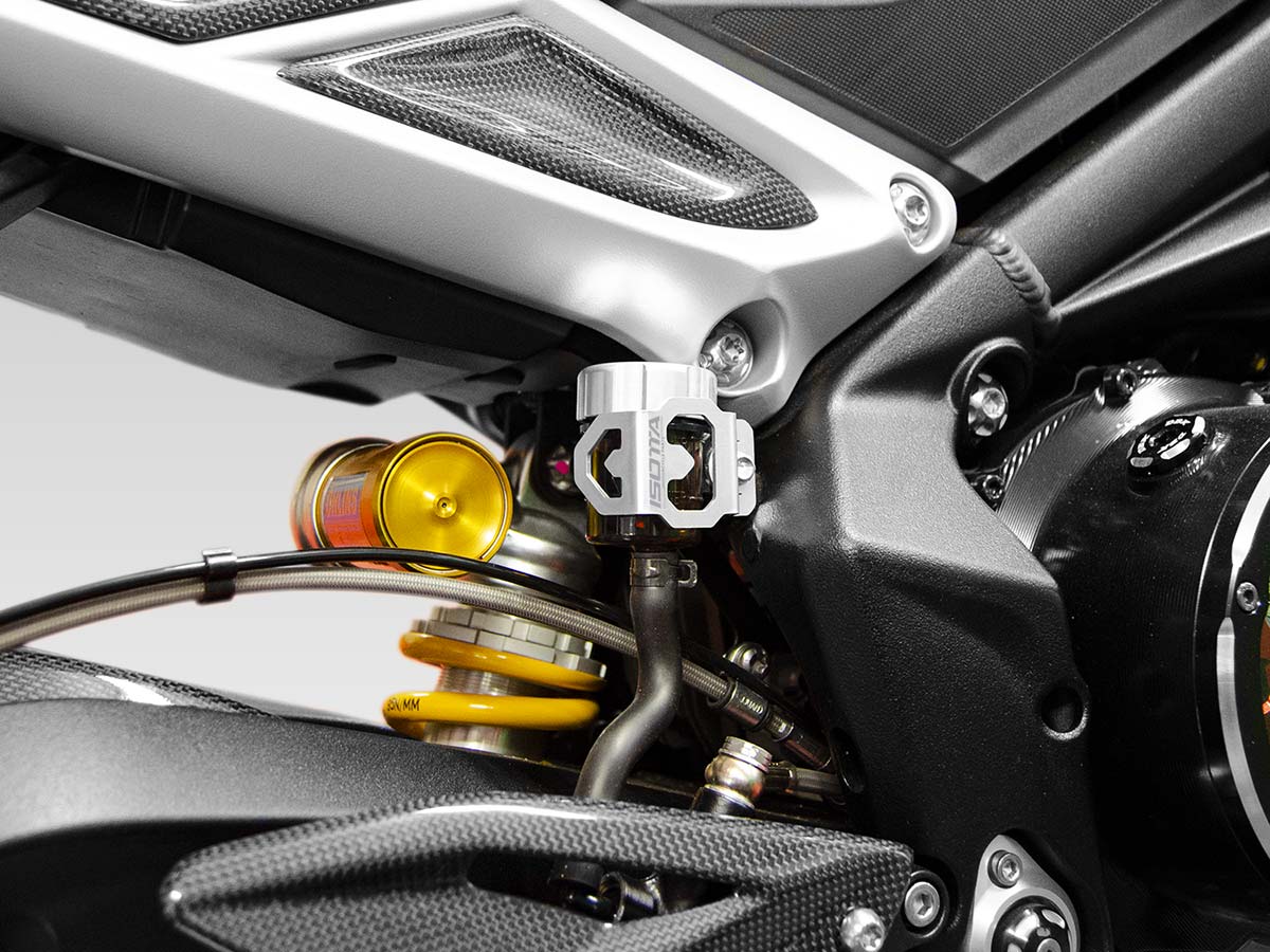 Isotta Rear Brake Reservoir Protection | Gold | Moto Guzzi V100 Mandello S / Stelvio 2023>2024 -   Pyramid Motorcycle Accessories