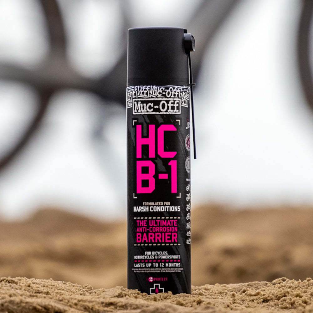 Muc-Off HCB-1 Harsh Conditions Barrier 20356 400ml can in an outdoor setting