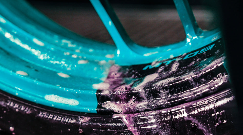 Muc-Off Wheel Cleaner reacting with contamination on a wheel