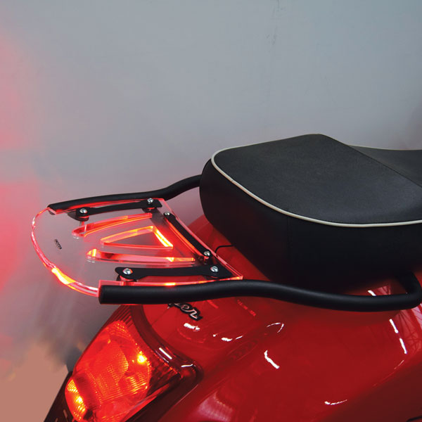 Isotta Luggage Rack | Clear | Piaggio Vespa GT 125 / 200 / 250 / Vespa GTS 125 / 300 -   Pyramid Motorcycle Accessories