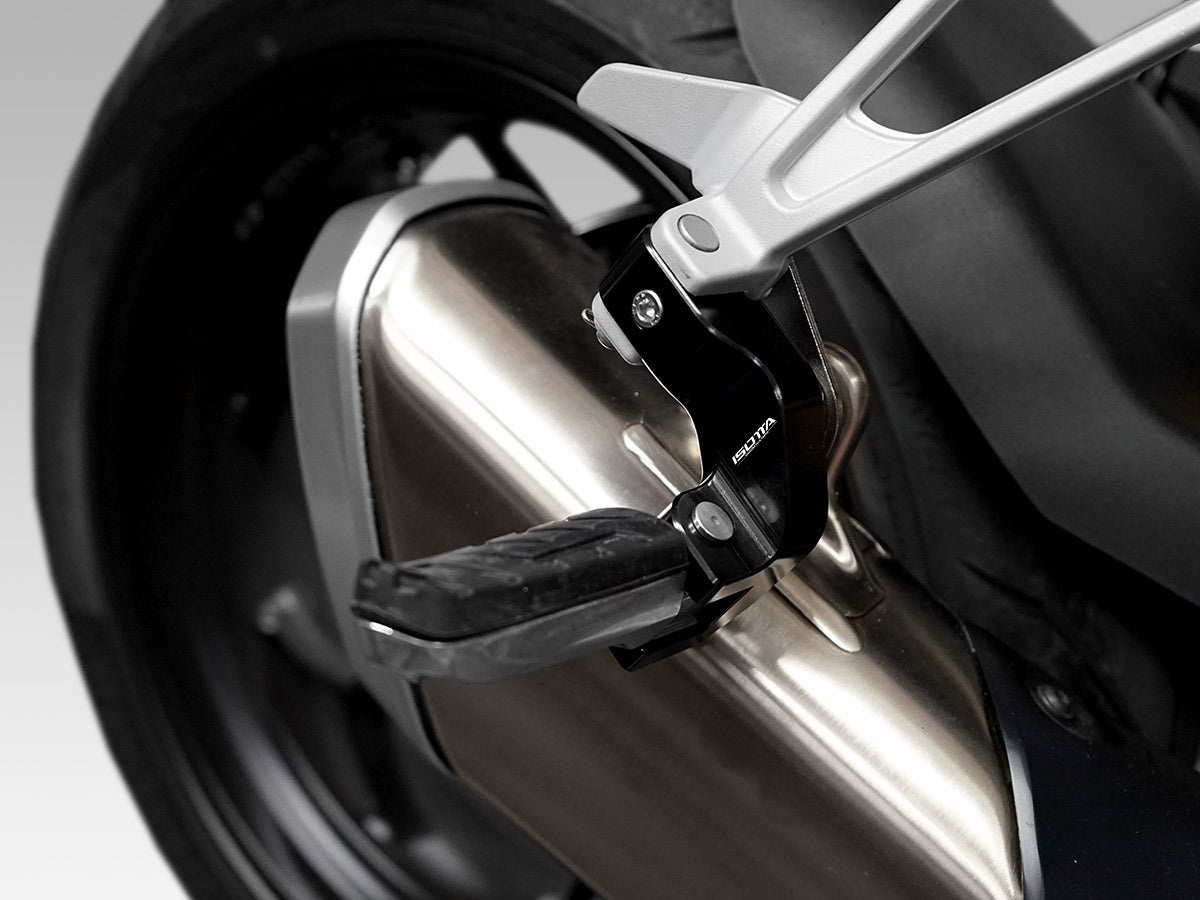 Isotta Passenger Footpeg Relocation Kit | Silver | Black | Moto Guzzi V100 Mandello S 2023>2024 -   Pyramid Motorcycle Accessories