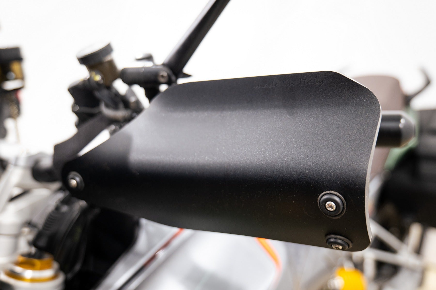 Isotta Handguards | Dark Smoke | Matte Black | Moto Guzzi V100 Mandello S 2023>2024 -   Pyramid Motorcycle Accessories