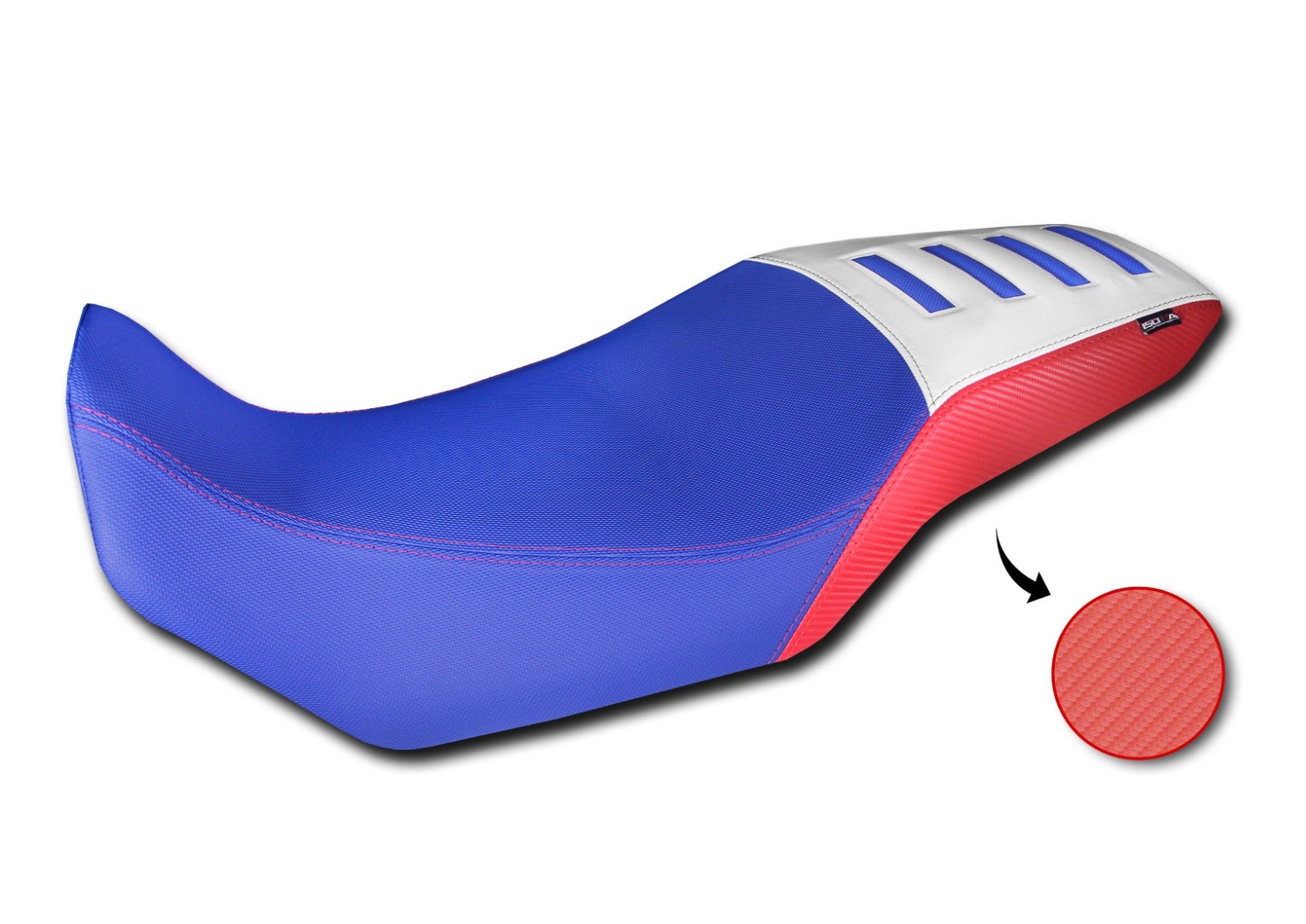 Isotta Seat Cover | Blue/Red/White | Honda XL 750 Transalp 2023>2024 -   Pyramid Motorcycle Accessories