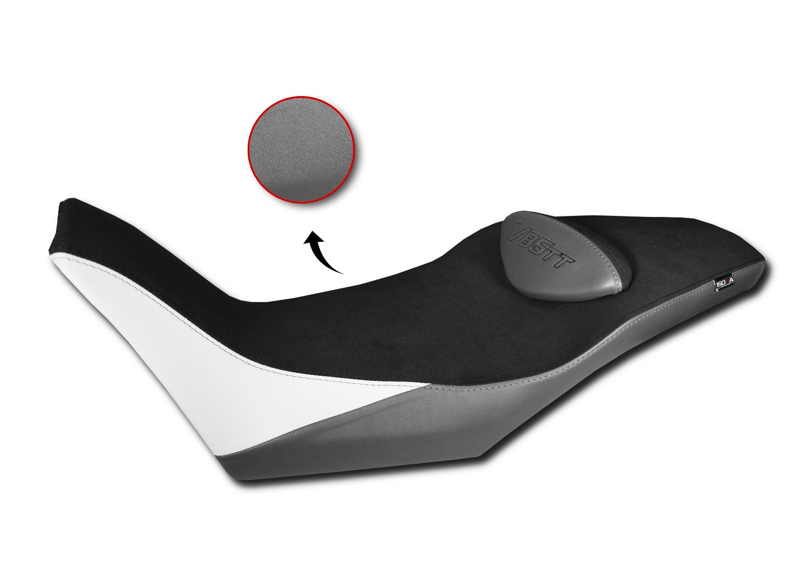 Isotta Comfort Seat Cover | Black/Grey/White | Moto Guzzi V85 TT 2019>2023 -   Pyramid Motorcycle Accessories