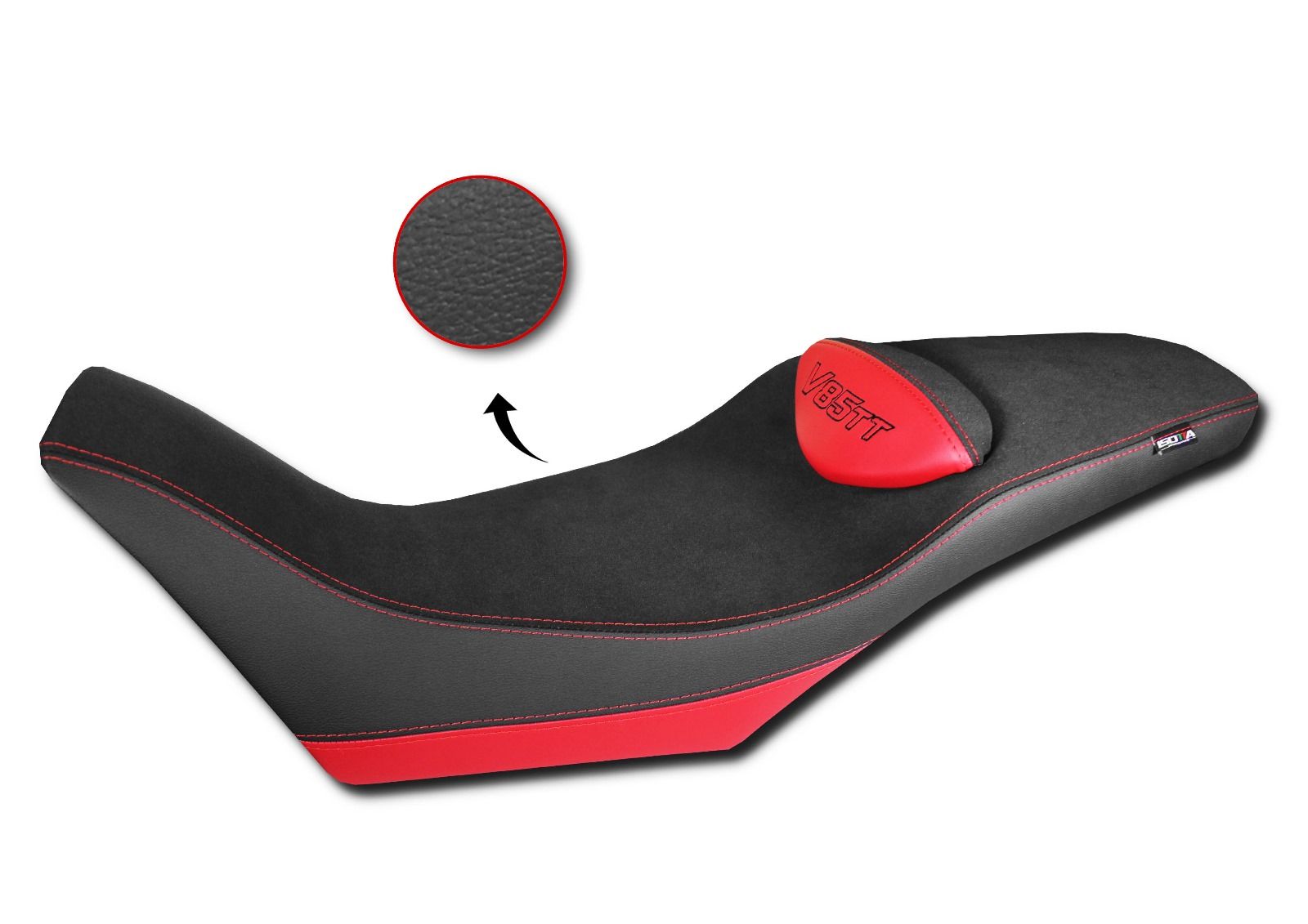 Isotta Comfort Seat Cover | Black/Red | Moto Guzzi V85 TT 2019>2023 -   Pyramid Motorcycle Accessories
