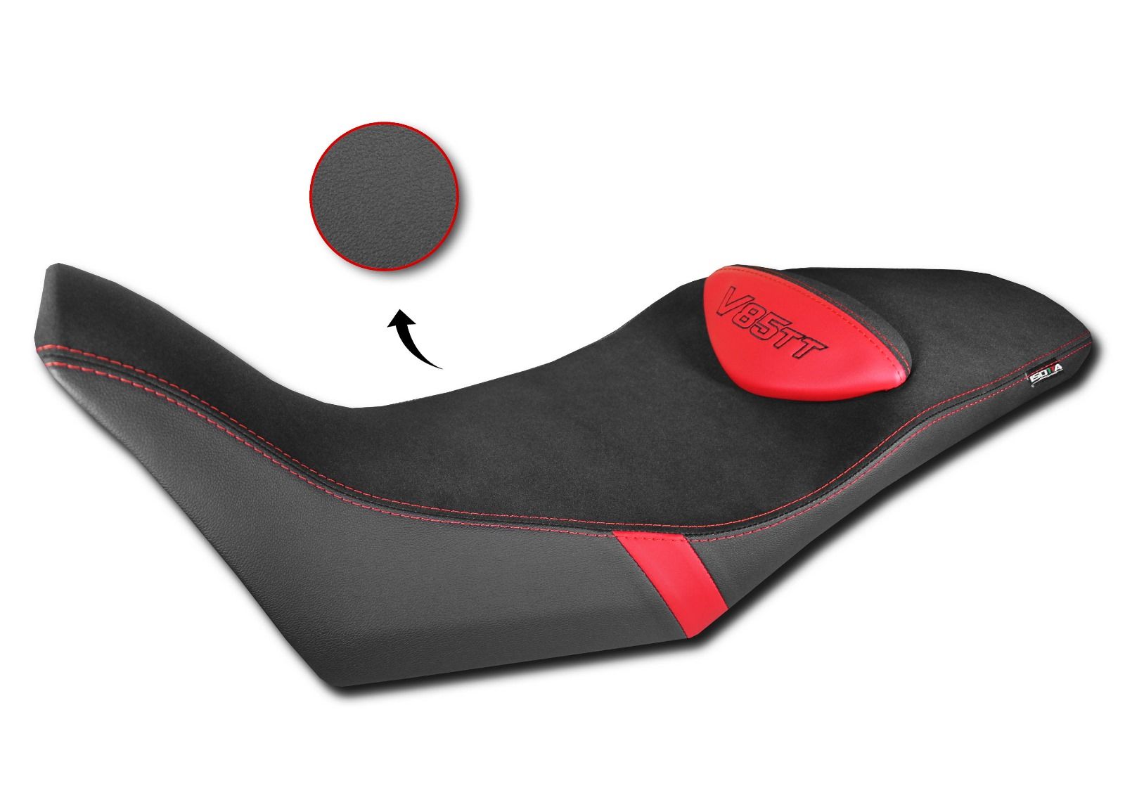 Isotta Comfort Seat Cover | Black/Red | Moto Guzzi V85 TT 2019>2023 -   Pyramid Motorcycle Accessories