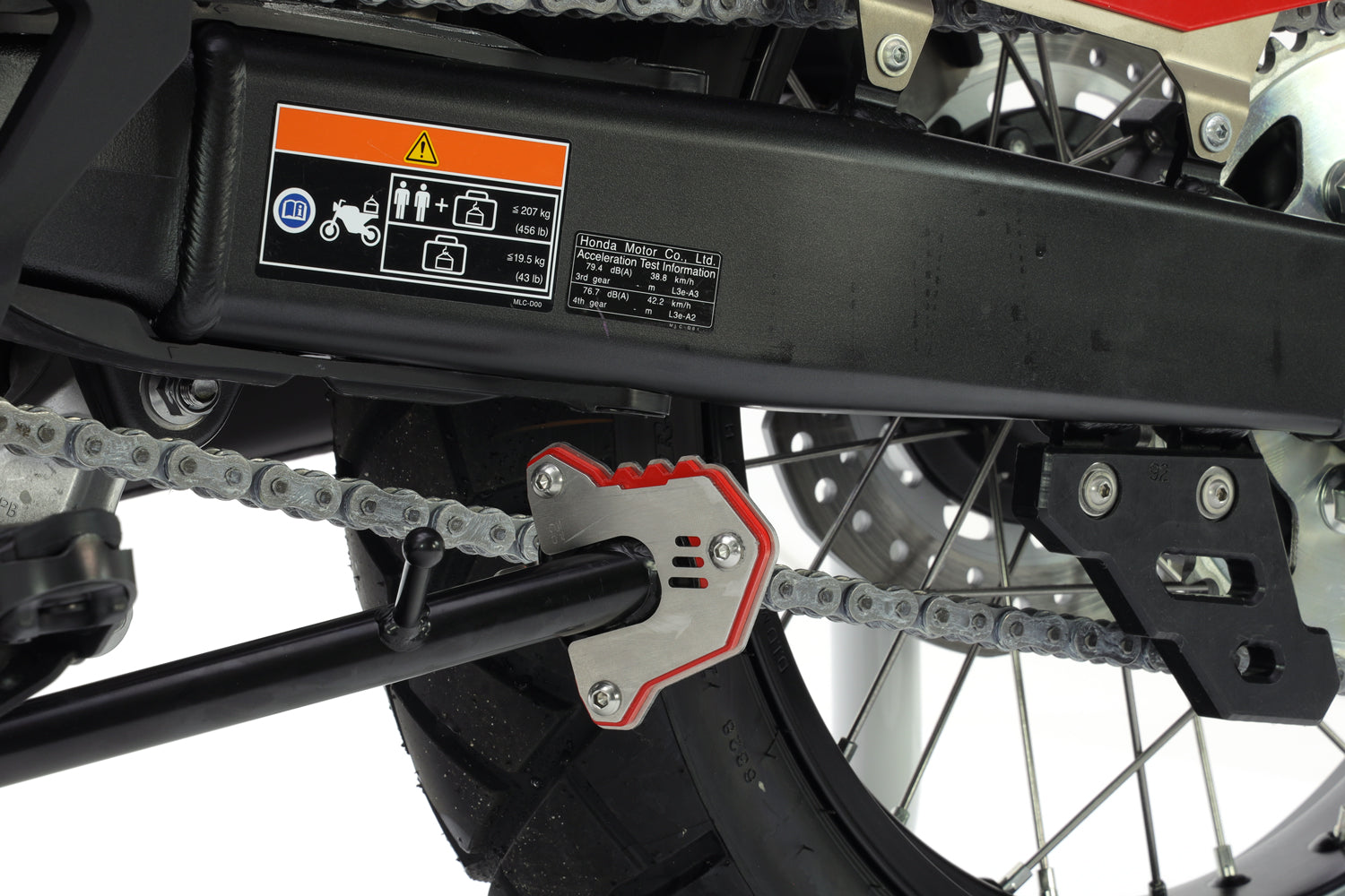 Isotta Side Stand Base Extension | White | Black | Red | Honda XL 750 Transalp 2023>2024 -   Pyramid Motorcycle Accessories