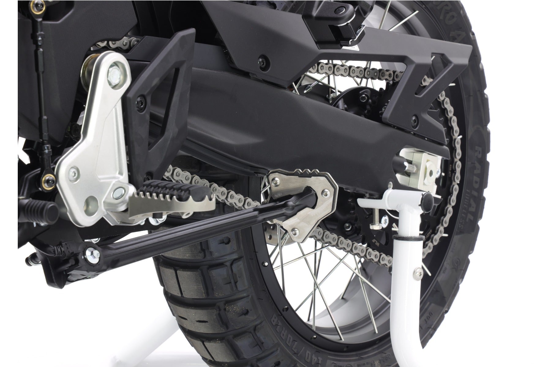 Isotta Side Stand Base Extension | Black | CFMoto 450MT 2024>2025 -   Pyramid Motorcycle Accessories