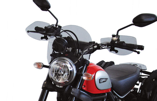 Isotta Handguards | Light Smoke | Dark Smoke | Ducati Scrambler / Desert Sled -   Pyramid Motorcycle Accessories