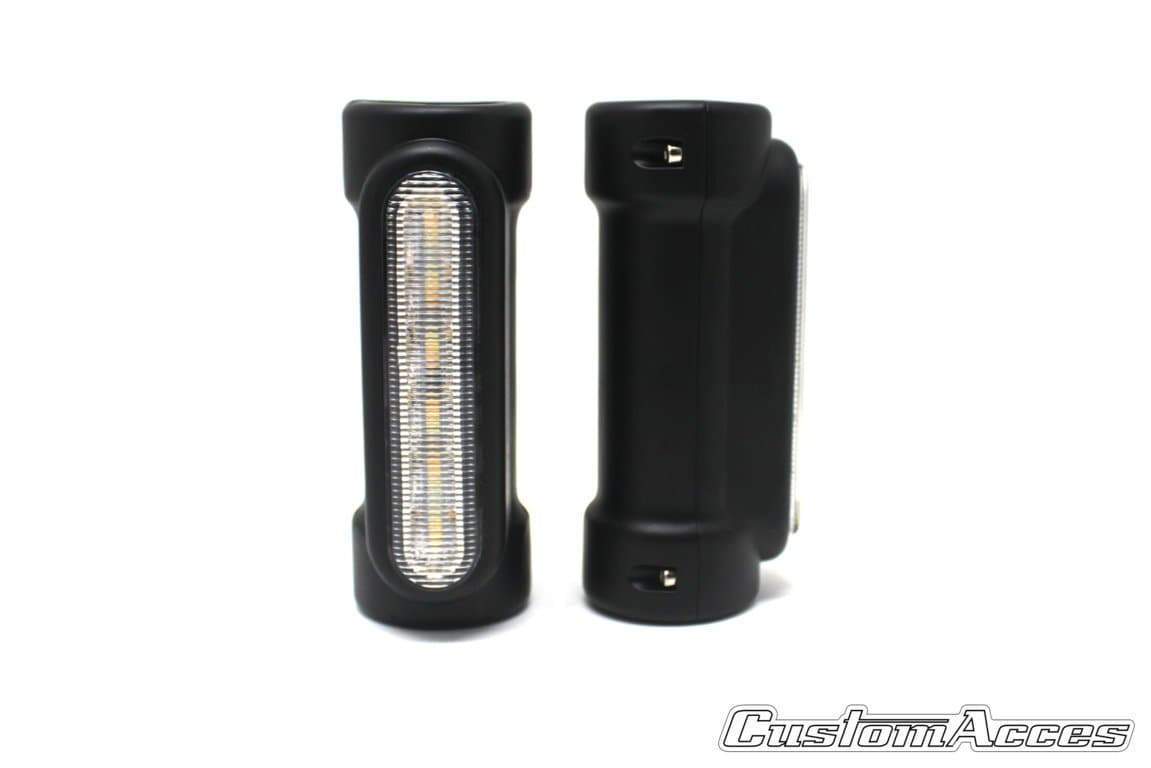 Customacces Auxiliary LED Lights - Fit 1.25 Bars | Black | Harley Davidson Sportster 1200 Custom (XL1200C) 2004>2019-XFA0013N-Lights-Pyramid Plastics