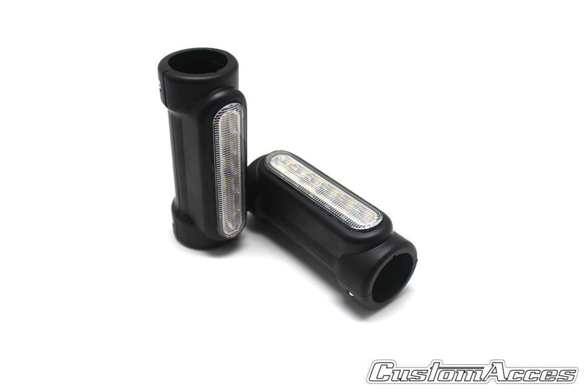 Customacces Auxiliary LED Lights - Fit 1.25 Bars | Black | Harley Davidson Sportster Iron (XL883N) 2004>2020-XFA0013N-Lights-Pyramid Motorcycle Accessories