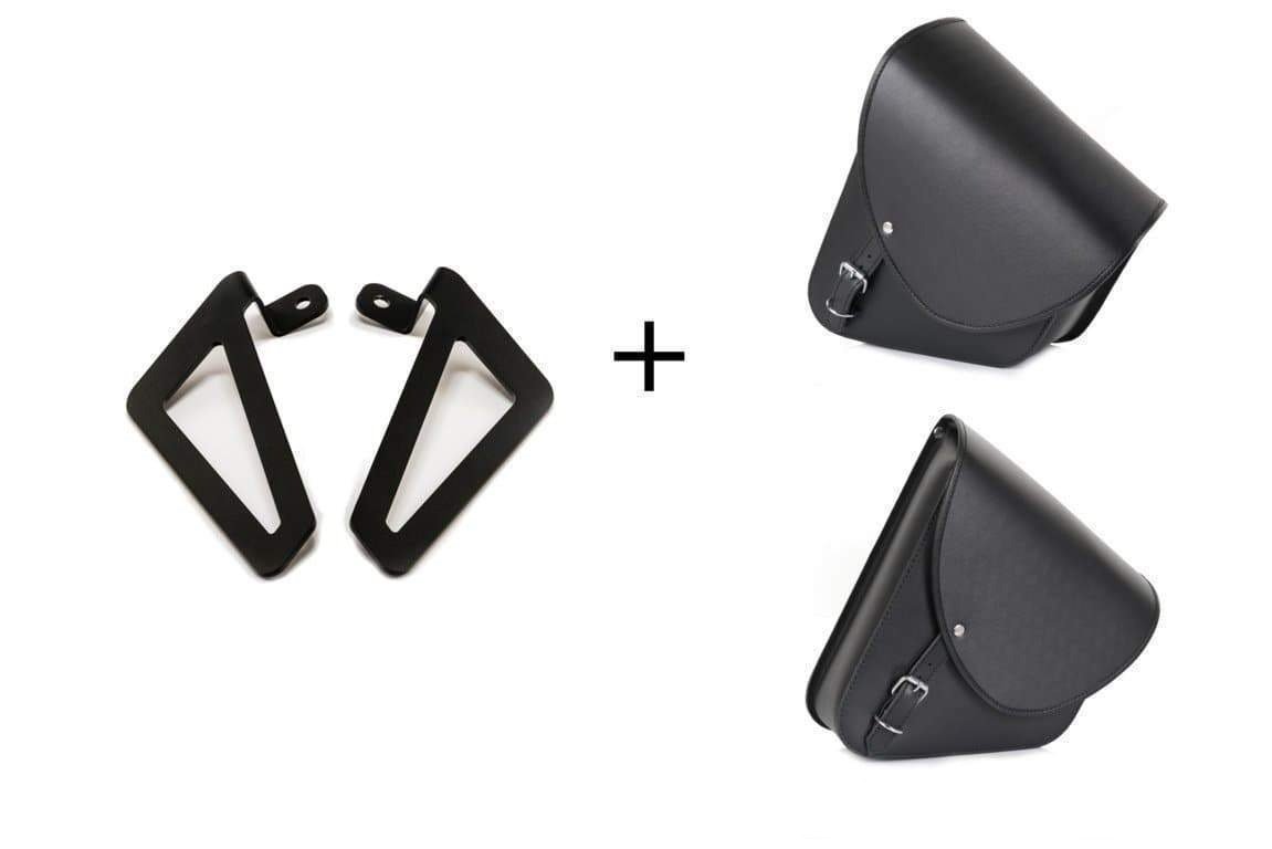 Customacces Barcelona Saddlebags Includes Universal Support | Black | Harley Davidson Sportster 1200 Custom (XL1200C) 2004>2019 -  Shop name