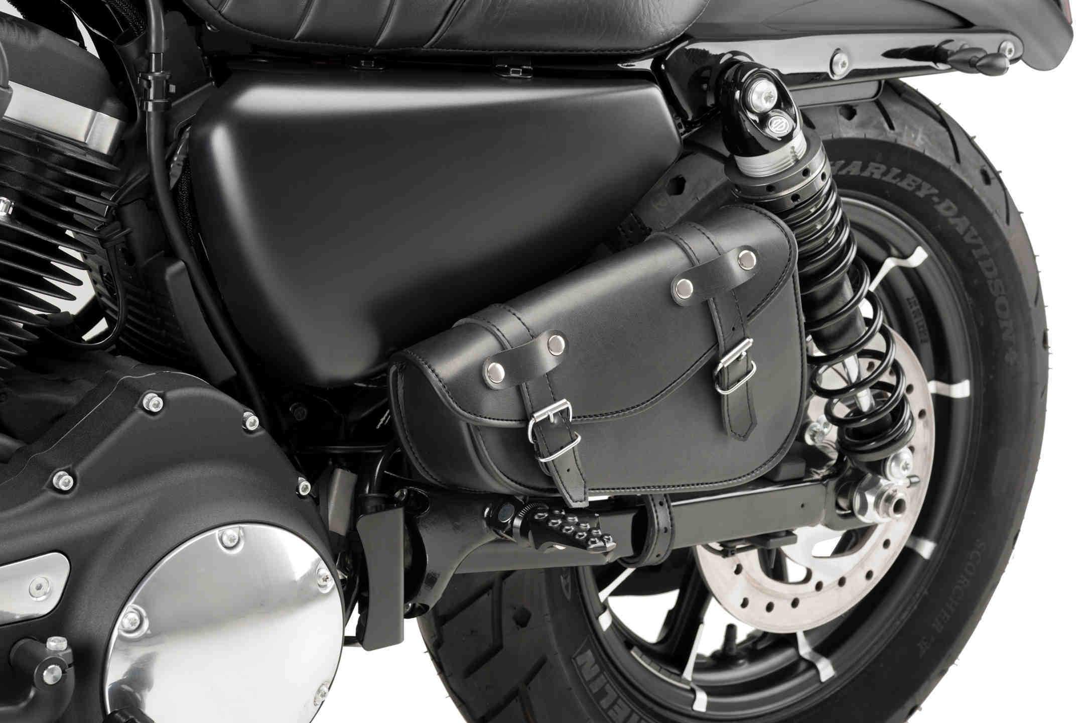 Customacces Detroit Left Saddlebag No Support Included | Black | Harley Davidson Sportster Iron (XL883N) 1995>2019-XAP0003N-Storage-Pyramid Motorcycle Accessories