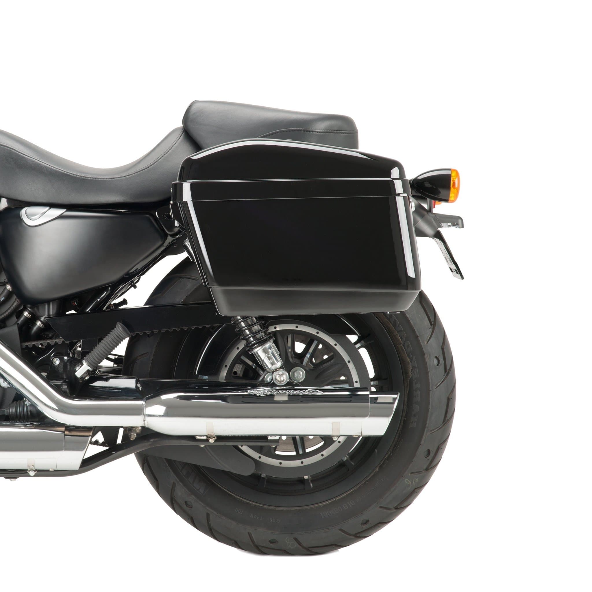 Customacces Easy Left Pannier/Rigid Saddlebag No Support Included | Black | Harley Davidson Sportster 1200 Custom (XL1200C) 2004>2019 -  Shop name