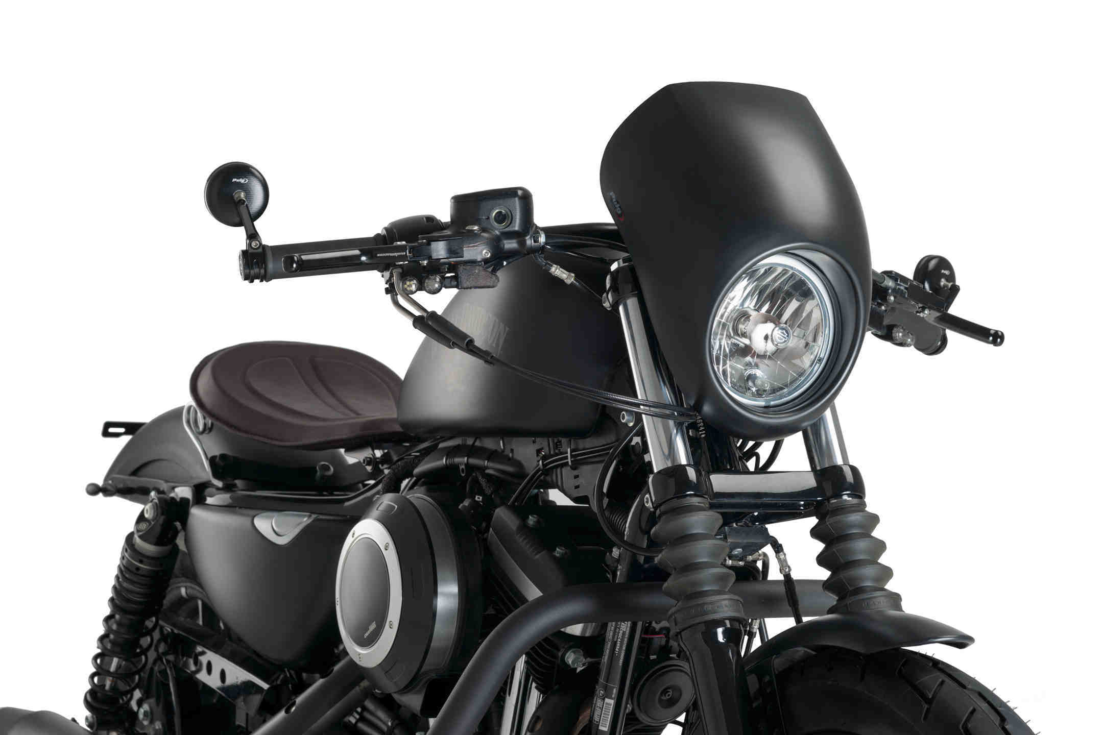 Customacces Free Spirit Semifairing | Matte black | Harley Davidson Sportster Iron (XL883N) 1995>2019-XCUP002Z-Screens-Pyramid Motorcycle Accessories