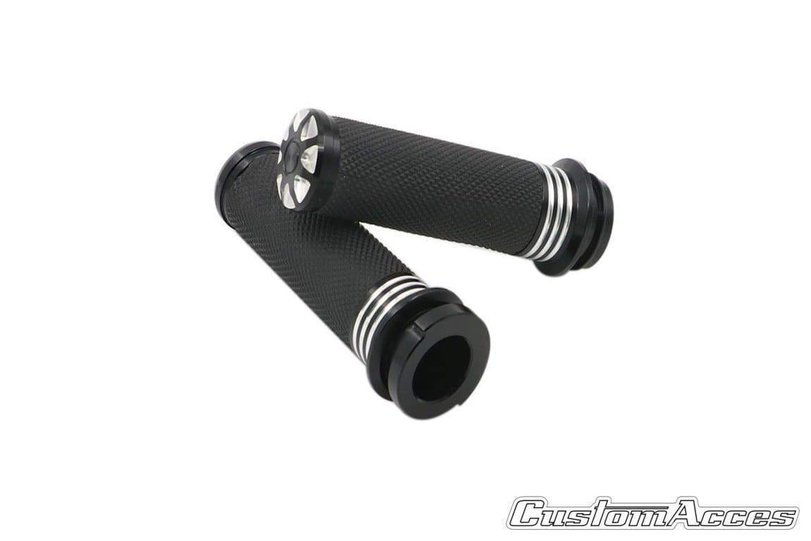 Customacces Moon Grips | Black | Harley Davidson Softail Blackline 2011>2013-Racing Grips-Pyramid Motorcycle Accessories