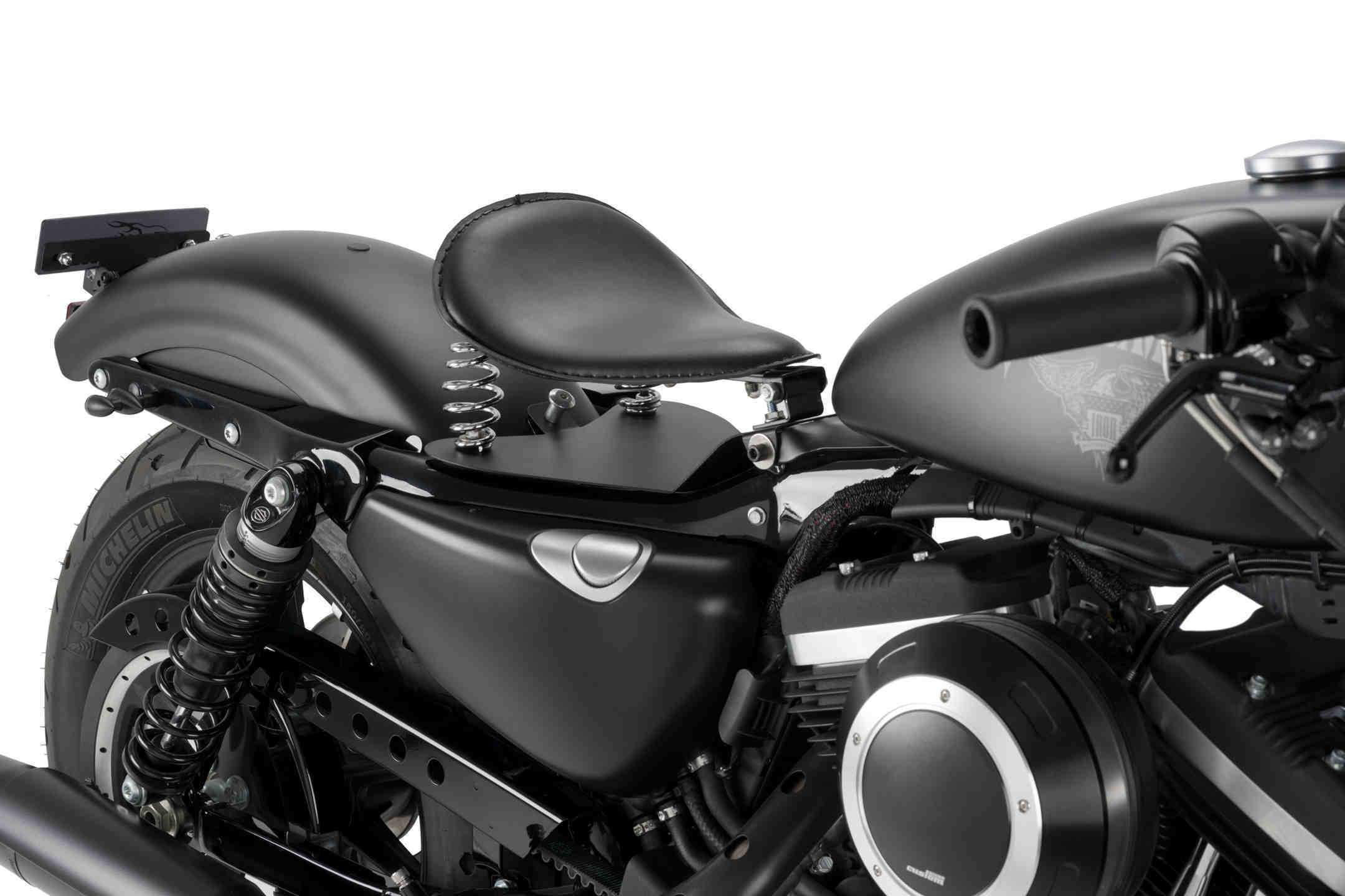 Customacces Old School Seat | Black | Harley Davidson Sportster Superlow (XL883L) 2004>2019-XSIC001N-Seats-Pyramid Motorcycle Accessories