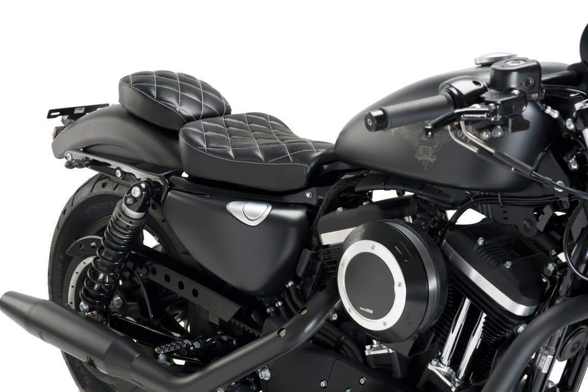 Customacces Saltillo Pillion Seat | Black | Harley Davidson Sportster 1200 Seventy Two (XL1200V) 2012>2016-XSI0009N-Seats-Pyramid Motorcycle Accessories