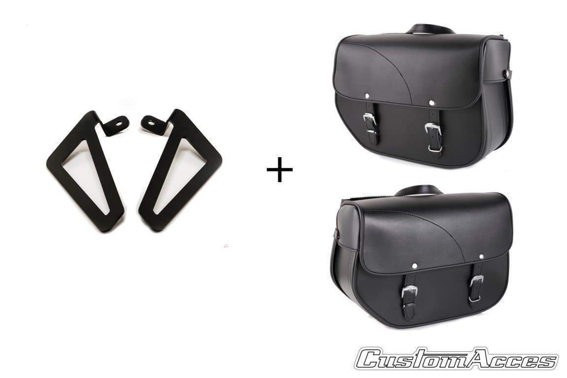 Customacces Sant Louis Saddlebags - Includes Universal Support | Black | Harley Davidson Sportster Iron (XL1200NS) 2019>Current-Storage-Pyramid Motorcycle Accessories