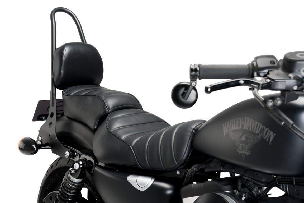 Customacces Speed Sissybars | Black | Harley Davidson Sportster 1200 Custom (XL1200C) 2004>2019-XRQM001N-Sissybars-Pyramid Plastics
