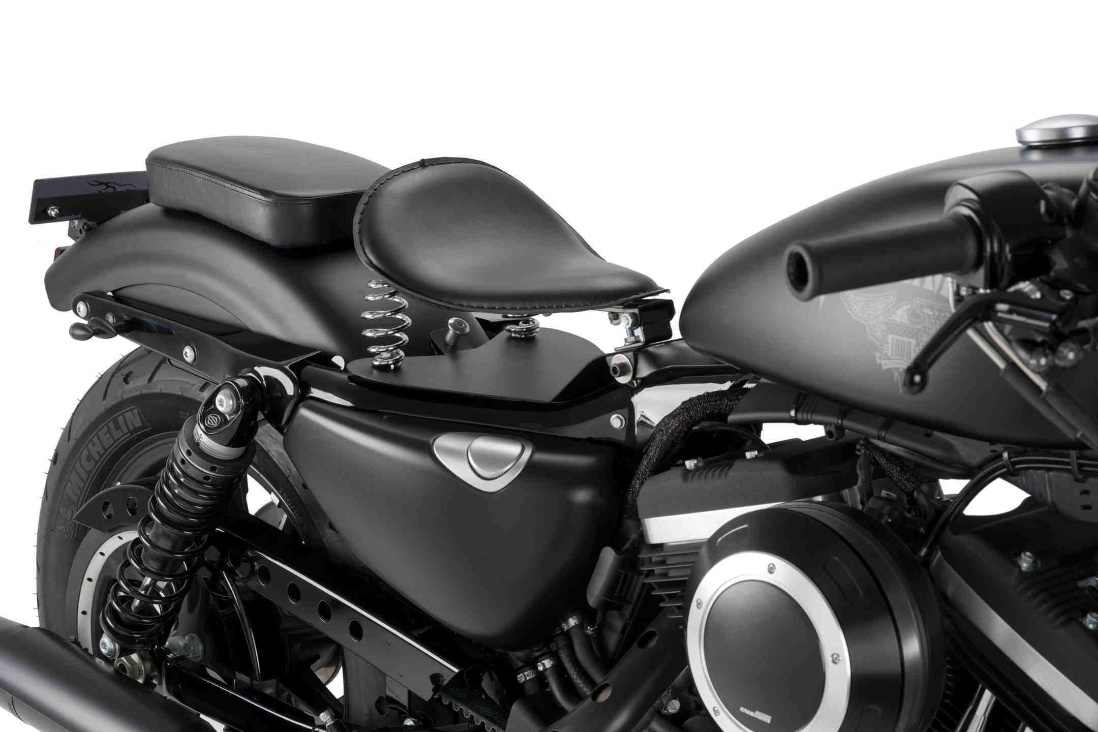 Customacces Taco Pillion Saddle | Black | Harley Davidson Sportster 1200 Custom (XL1200C) 2004>2019 -  Shop name