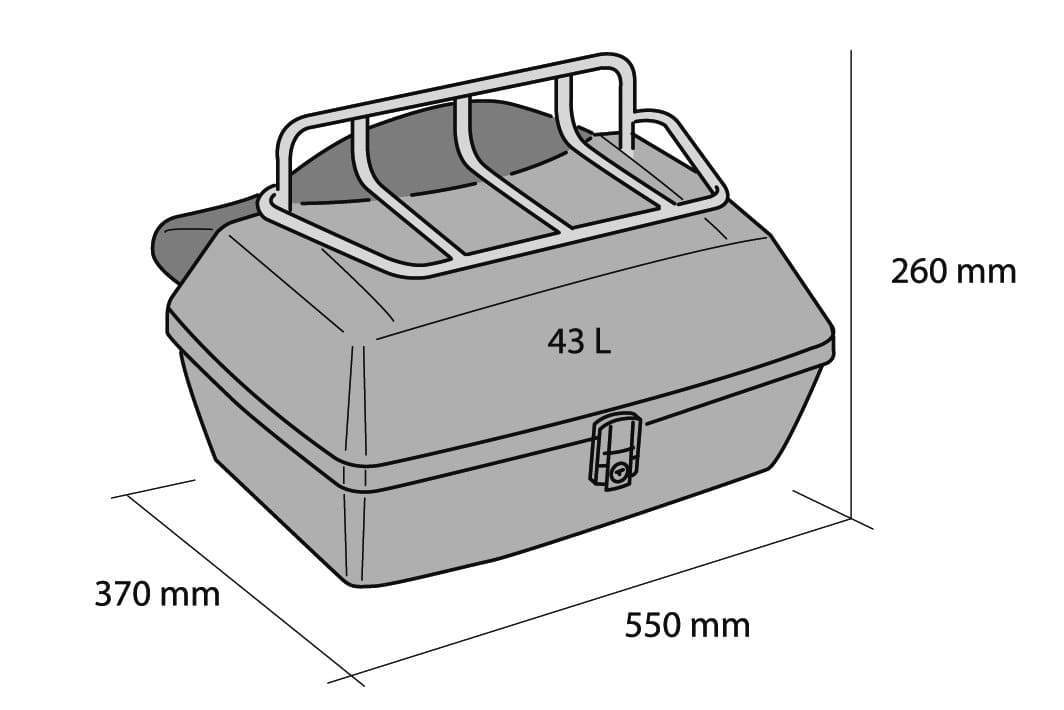 Customacces Travel Top Box/Rigid Suitcase | Black | Honda VT 125 C/C2 Shadow 2001>2007-Storage-Pyramid Motorcycle Accessories