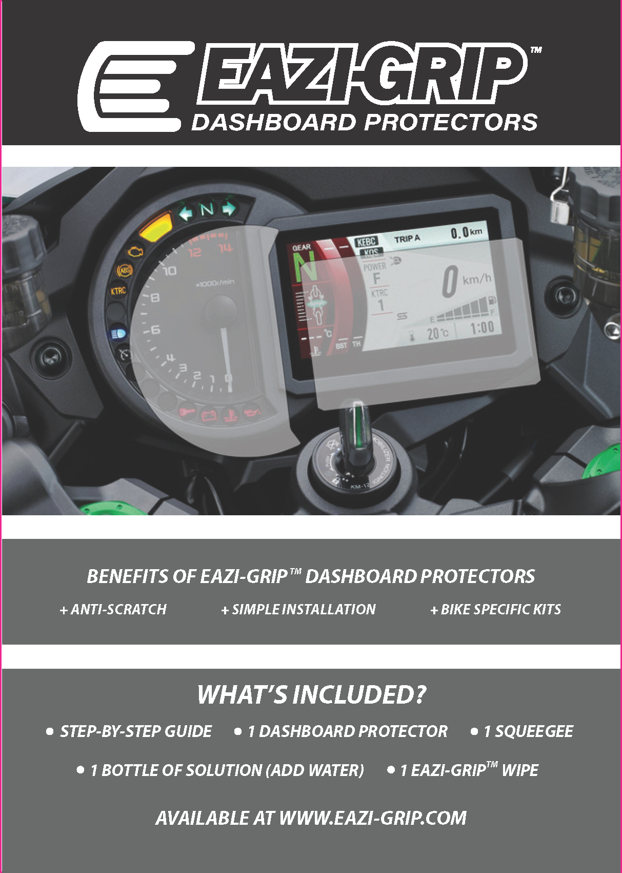 Eazi-Grip Dash Protector | Clear | Kawasaki Versys 1000 SE 2019>Current-GDASHKAW023-Dash Protectors-Pyramid Motorcycle Accessories