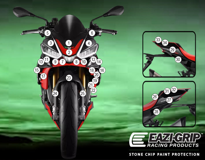 Eazi-Grip Stone Chip Protection Kit | Clear - Gloss | Aprilia Tuono V4 2021>Current -  Shop name