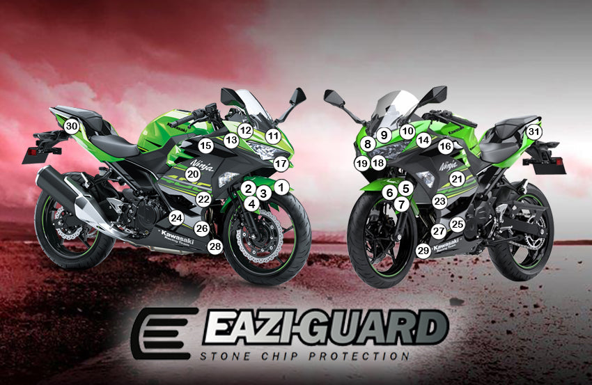 Eazi-Grip Stone Chip Protection Kit | Clear - Gloss | Kawasaki Ninja 250 R 2018>Current-Paint Protection-Pyramid Motorcycle Accessories