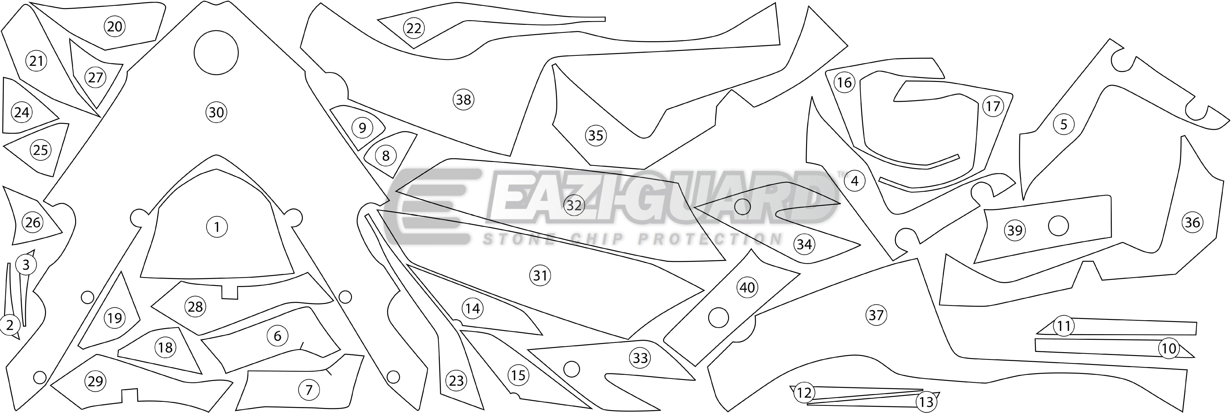 Eazi-Grip Stone Chip Protection Kit | Clear - Gloss | Kawasaki Ninja H2 SX 2018>Current-Paint Protection-Pyramid Motorcycle Accessories