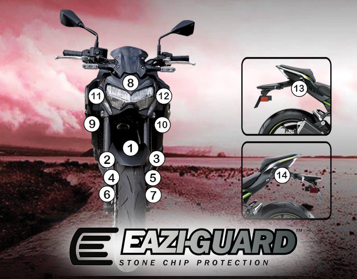 Eazi-Grip Stone Chip Protection Kit | Clear - Gloss | Kawasaki Z 900 2020>Current-Paint Protection-Pyramid Motorcycle Accessories