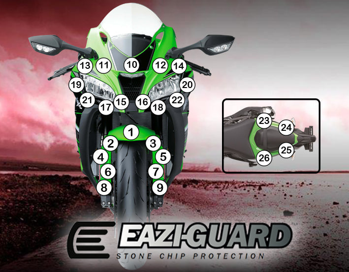 Eazi-Grip Stone Chip Protection Kit | Clear - Gloss | Kawasaki ZX10-R 2016>2020 -  Shop name