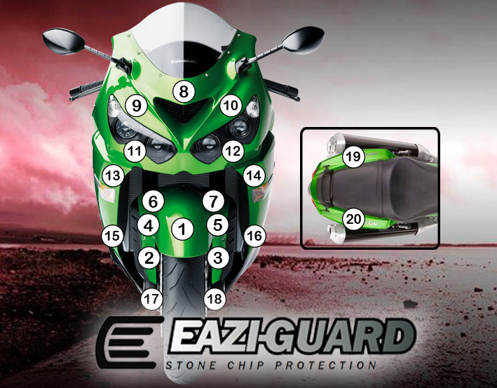Eazi-Grip Stone Chip Protection Kit | Clear - Gloss | Kawasaki ZZR 1400 2012>2019 -  Shop name