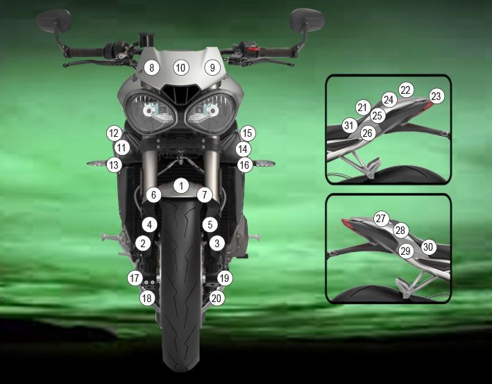 Eazi-Grip Stone Chip Protection Kit | Clear - Matte | Triumph Street Triple 765 R 2017>2019 -  Shop name