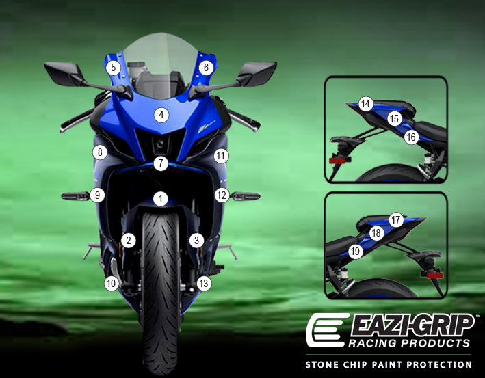 Eazi-Grip Stone Chip Protection Kit | Clear - Matte | Yamaha YZF-R7 2021>Current-Paint Protection-Pyramid Motorcycle Accessories