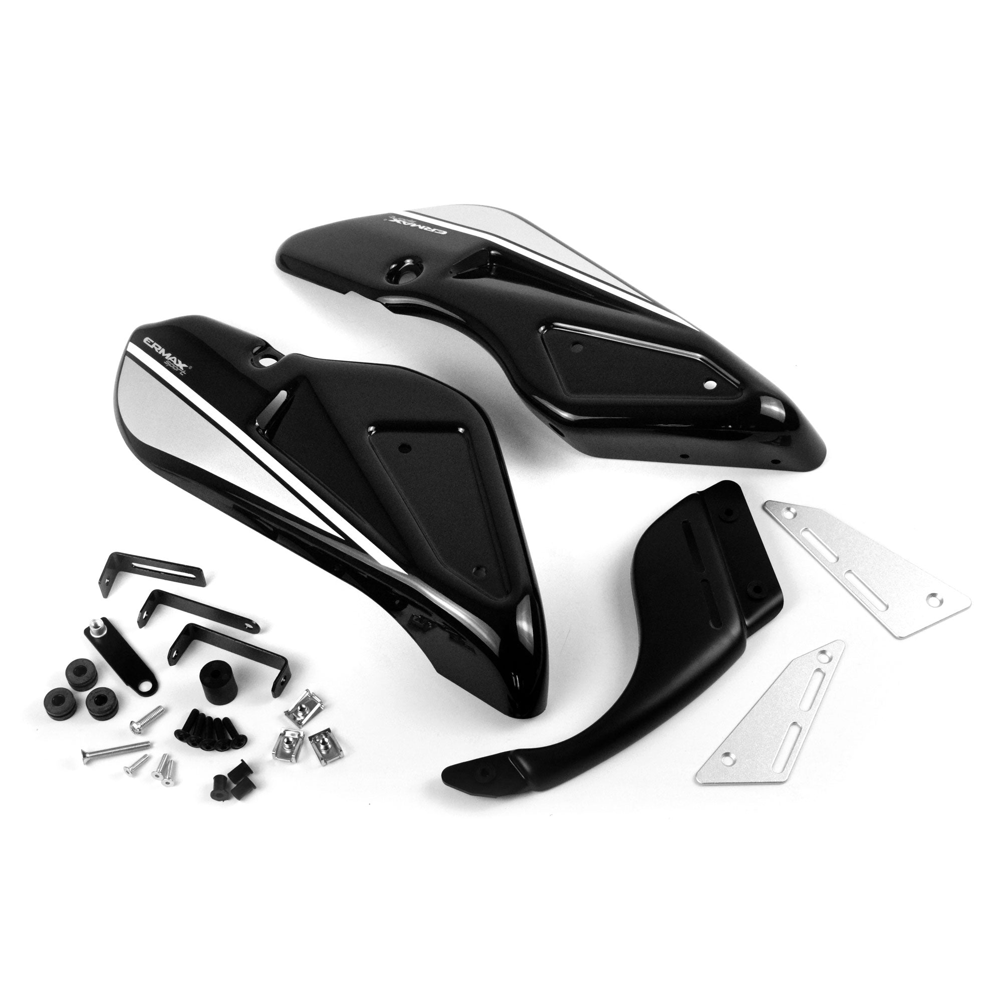Ermax Belly Pan | Ebony [H8]/Silver/White | Kawasaki Z 900 RS 2017>Current -   Pyramid Motorcycle Accessories