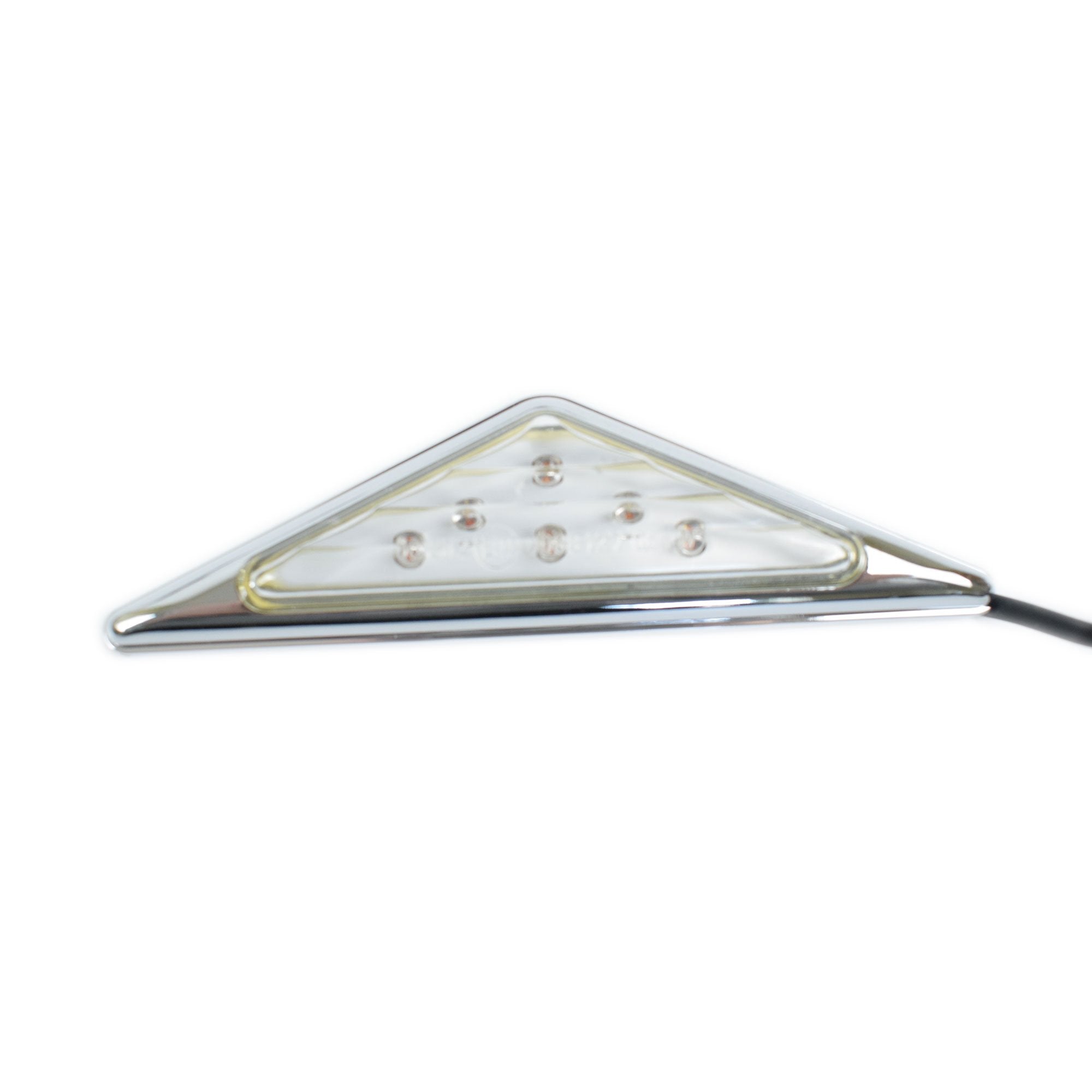 Ermax Mini LED Indicators Triangular | White with Aluminium Trim-E9105BL008-Lights-Pyramid Motorcycle Accessories