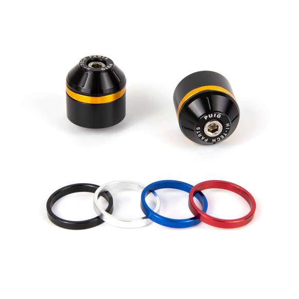 Puig Bar Ends Black with Coloured Rings | Black Yamaha MT-09 2013>2020-M8170N-Bar Ends-Pyramid Motorcycle Accessories