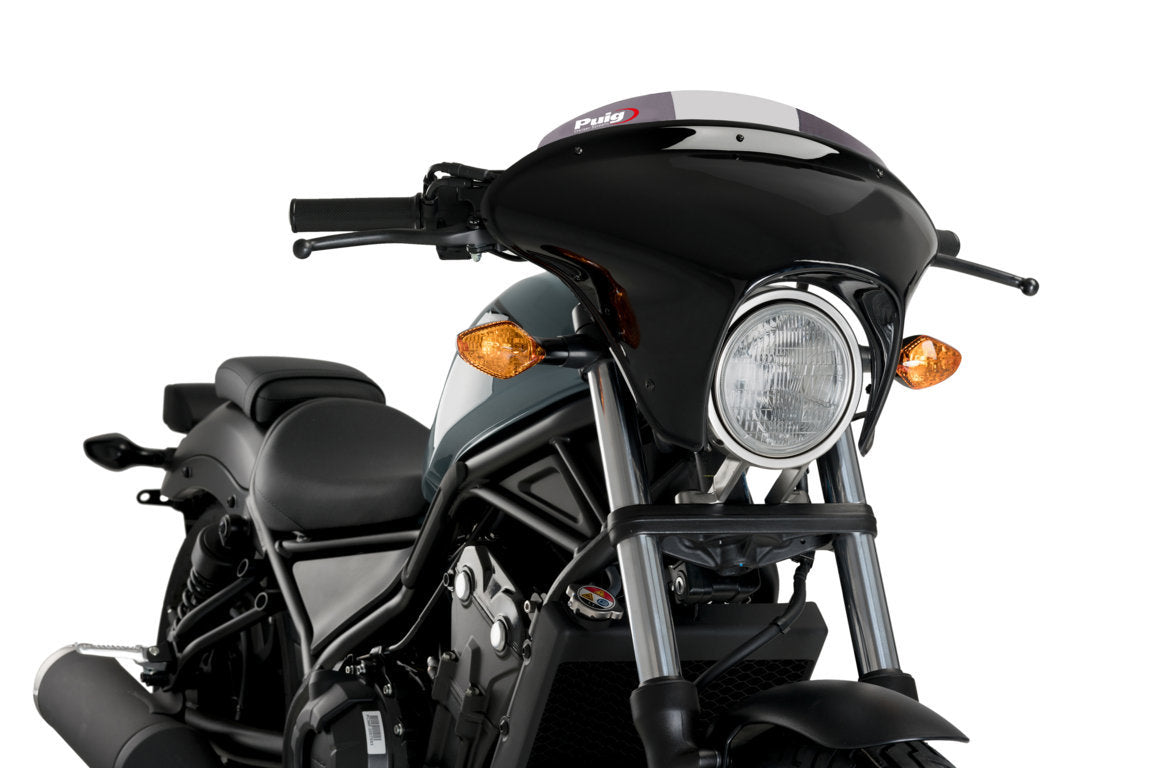 Puig Batwing SML Sport Screen | Black/Light Smoke | Honda CMX 500 Rebel 2017>2019 -   Pyramid Motorcycle Accessories