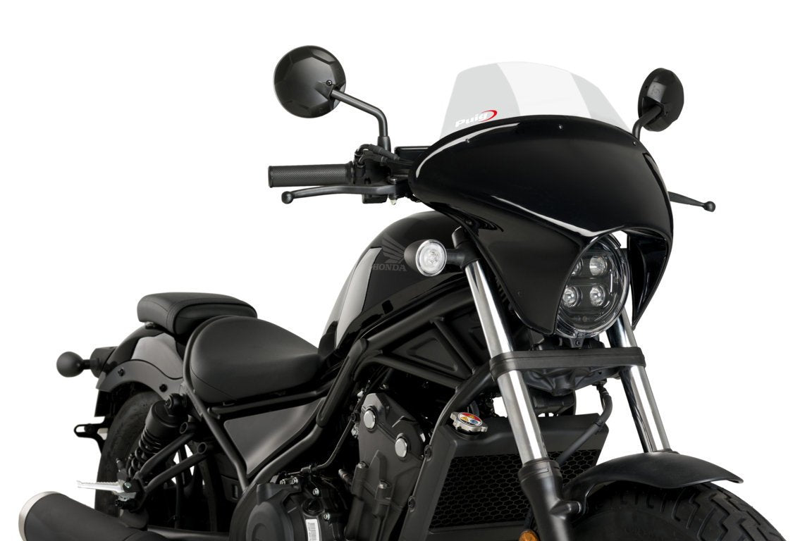 Puig Batwing SML Touring Screen | Black/Clear | Honda CMX 500 Rebel 2020>Current -   Pyramid Motorcycle Accessories