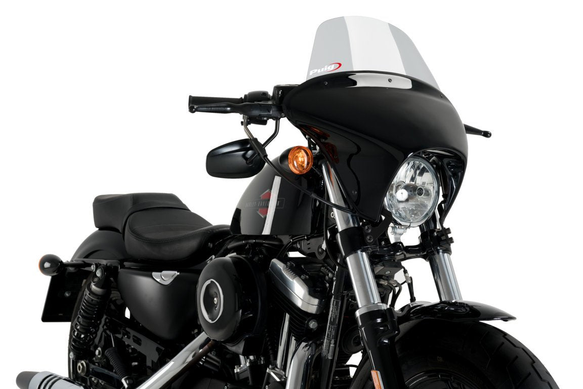 Puig Batwing SML Touring Screen | Light Smoke | Harley Davidson Sportster Forty Eight (XL1200X) 2015>2020-M21056H-Screens-Pyramid Motorcycle Accessories