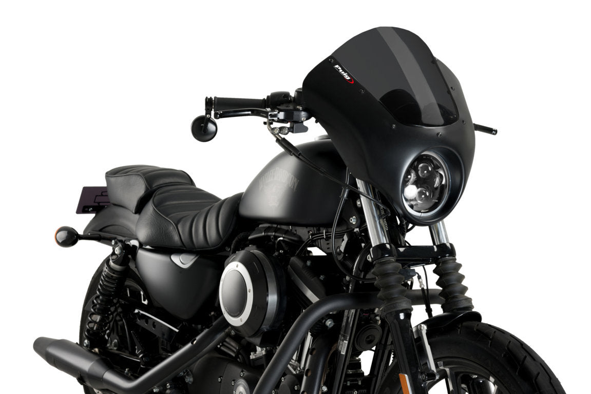 Puig Dark Night Semifairing | Dark Smoke | Harley Davidson Sportster Iron (XL1200NS) 2018>2021 -   Pyramid Motorcycle Accessories