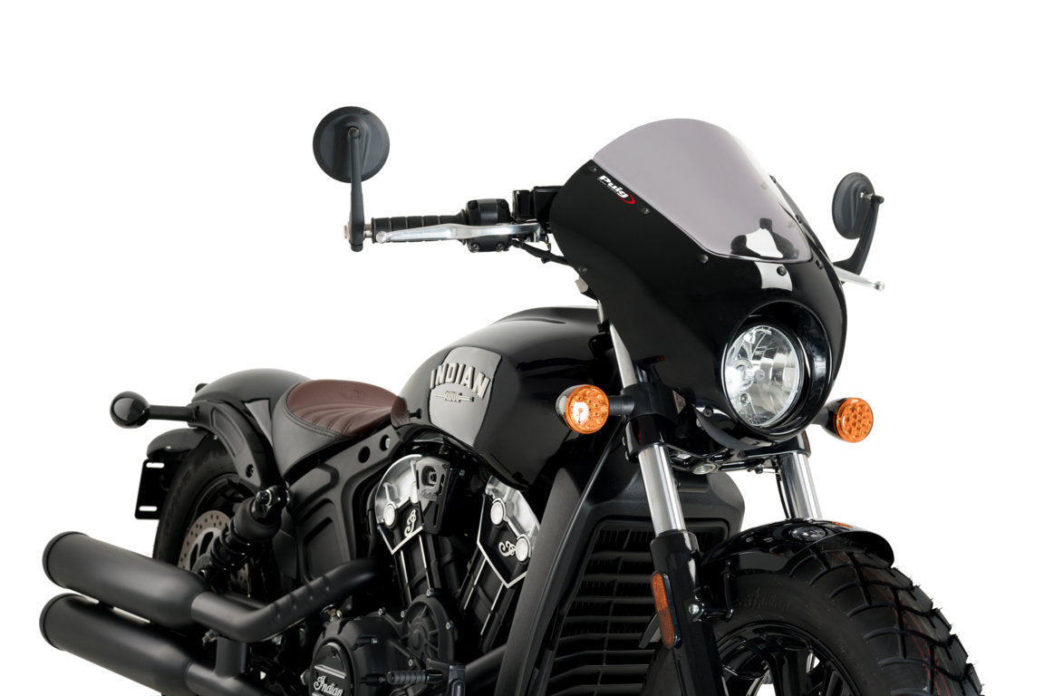 Puig Dark Night Semifairing | Light Smoke | Indian Scout Bobber 2018>Current -   Pyramid Motorcycle Accessories
