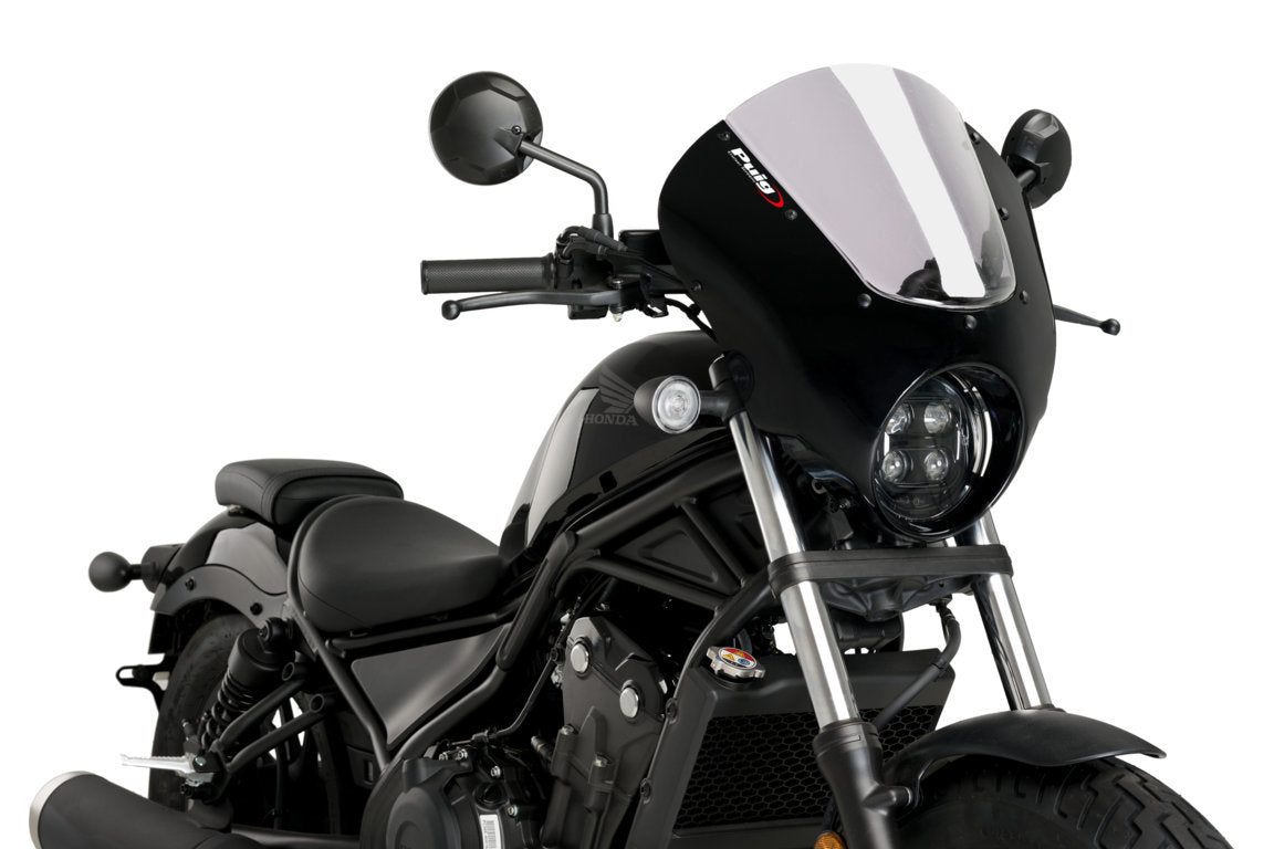 Puig Dark Night Semifairing | Matte Black/Light Smoke | Honda CMX 500 Rebel 2020>Current-Screens-Pyramid Motorcycle Accessories