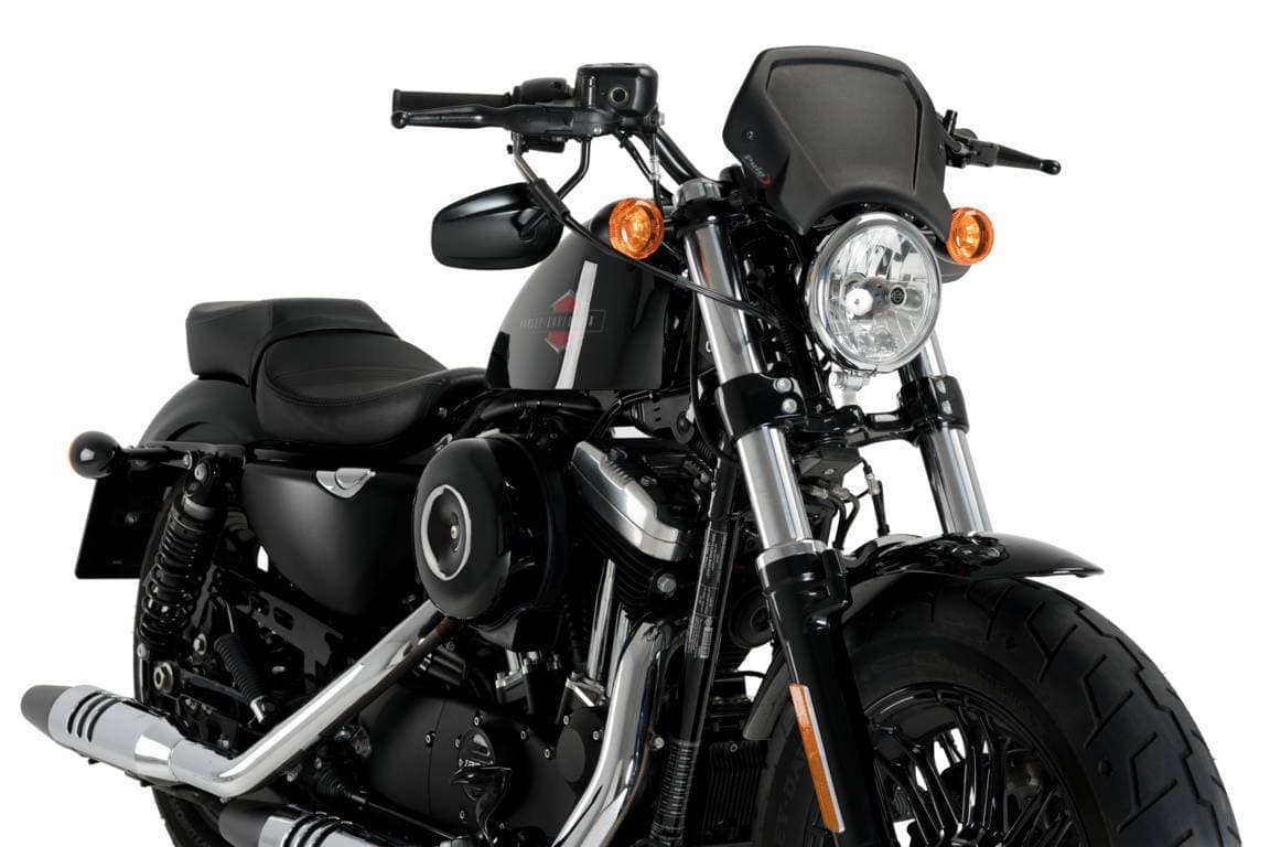 Puig Fly Screen | (Aluminium) Matte Black | Harley Davidson Sportster Forty-Eight 48 (XL1200X) 2017>2020-M20400N-Screens-Pyramid Motorcycle Accessories