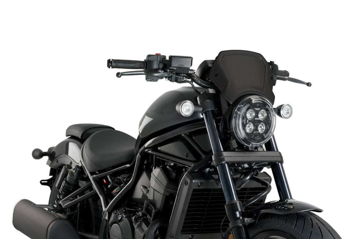 Puig Fly Screen | (Aluminium) Matte Black | Honda CMX 1100 Rebel 2021>Current -   Pyramid Motorcycle Accessories