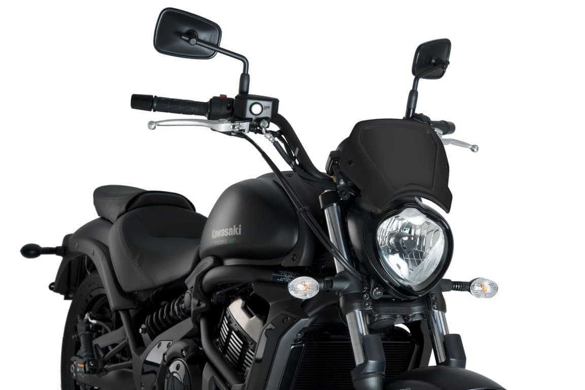 Puig Fly Screen - Fork Mounted | (Aluminium) Matte Black | Kawasaki Vulcan S 2015>Current-M3592N-Screens-Pyramid Motorcycle Accessories